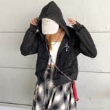 ブラック | クロス刺繍ブリーチZIPパーカー | non-hedge 