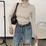 グレイッシュベージュ | ハイネックリブショートトップス | non-hedge 