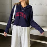 フードロゴダメージショートニットトップス | non-hedge  | 詳細画像6 