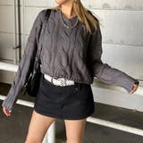 チャコール | ケーブルフードショートプルオーバー | non-hedge 