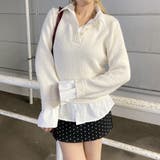 オフホワイト | シャツ見せかけニットチュニック | non-hedge 