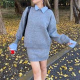 シャツアンサンブル風ニットトップス・スカートセットアップ | non-hedge  | 詳細画像1 