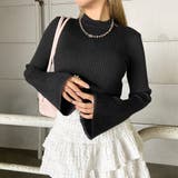 ブラック | ラメ袖フレアニットトップス | non-hedge 