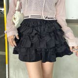 ブラック | レース切替ティアードスカート | non-hedge 