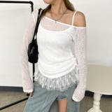 オフホワイト | 裾レースタンクトップ・透かしプルオーバーセット | non-hedge 