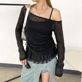 ブラック | 裾レースタンクトップ・透かしプルオーバーセット | non-hedge 