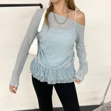 ブルー | 裾レースタンクトップ・透かしプルオーバーセット | non-hedge 