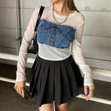 デニムスピンドルベアシアー切替トップス | non-hedge  | 詳細画像11 