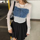 デニムスピンドルベアシアー切替トップス | non-hedge  | 詳細画像16 