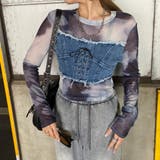 ネイビー | デニムスピンドルベアシアー切替トップス | non-hedge 