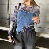 ネイビー | デニムベアイレギュラーヘムシアー切替トップス | non-hedge