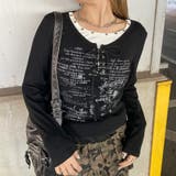 ブラック | アンサンブル風レースアップTシャツ | non-hedge 