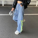 ブルー | ブリーチラインロゴカットパンツ | non-hedge 