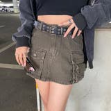 スターベルト付きデニムカーゴミニスカート | non-hedge  | 詳細画像1 