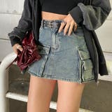 ブルー | スターベルト付きデニムカーゴミニスカート | non-hedge 