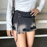 ブラック | ハトメレイヤード風デニムショートパンツ | non-hedge 