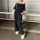 ブラック | オフショルプルオーバー・カーゴパンツセットアップ | non-hedge