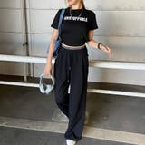 ブラック | ウエストロゴワイドパンツ・Tシャツセットアップ | non-hedge