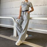 グレー | ウエスト配色ワイドパンツ・Tシャツセットアップ | non-hedge 