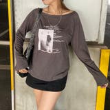 チャコール | オフショルダースラブ転写Tシャツ | non-hedge