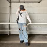 オフショルダースラブ転写Tシャツ | non-hedge | 詳細画像14