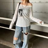 オフショルダースラブ転写Tシャツ | non-hedge | 詳細画像18