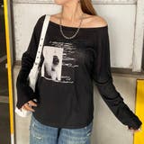 ブラック | オフショルダースラブ転写Tシャツ | non-hedge