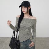 ボーダーストーンロゴオフショルダートップス | non-hedge  | 詳細画像11 
