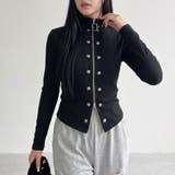 ブラック | リブボタンスタンドZIPトップス | non-hedge