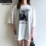 オフホワイト | ダメージ転写プリントTシャツ レディース ファッション | non-hedge