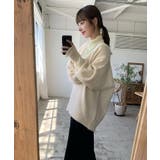 Vネックオーバーサイズニット レイヤードが映える深Vネックデザイン トップス | titivate | 詳細画像8