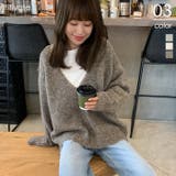 Vネックオーバーサイズニット レイヤードが映える深Vネックデザイン トップス | titivate | 詳細画像1