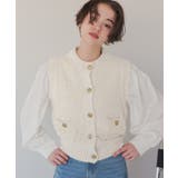 ゴールド釦ツイードニットベスト | titivate | 詳細画像2 