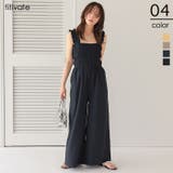 楽ちんきれいショルダーフリルシャーリングオールインワン | titivate | 詳細画像1 