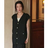 ゴールド釦オーバーニットベスト | titivate | 詳細画像2 