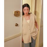 ゴールド釦オーバーニットベスト | titivate | 詳細画像5 