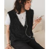 Vネックオーバーサイズシャギーニットベスト | titivate | 詳細画像19 