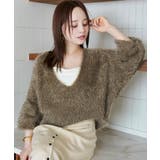 深Vネックショートシャギーニット | titivate | 詳細画像2 