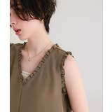 リネンライクVネックフリルデザインノースリーブワンピース | titivate | 詳細画像6