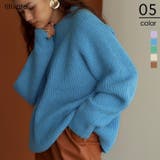 ハイネックふわっとタッチニット トレンド感のあるオシャレな配色 トップス | titivate | 詳細画像1