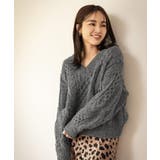 Vネックローゲージケーブルニット トップス レディース | titivate | 詳細画像14