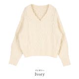 Vネックローゲージケーブルニット トップス レディース | titivate | 詳細画像3