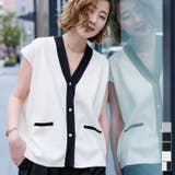 ゴールド釦Vネックフレンチスリーブニット【UR’S ユアーズ】 | titivate | 詳細画像1 