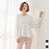 Vネックウエストギャザーブラウス【UR’S ユアーズ】 | titivate | 詳細画像1