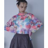配色メロープリントチュールシアートップス【miette ミエット】 | titivate | 詳細画像25