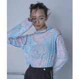 配色メロープリントチュールシアートップス【miette ミエット】 | titivate | 詳細画像5