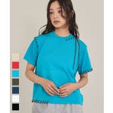 配色ステッチ半袖トップス【miette ミエット】 | titivate | 詳細画像1