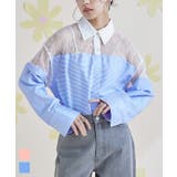 レース切替ボーダーシャツ【miette ミエット】 | titivate | 詳細画像1 