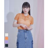 配色ラインシアー半袖ポロニット【miette ミエット】 | titivate | 詳細画像1