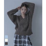 シルバービーズVネックニット【miette ミエット】 | titivate | 詳細画像1 